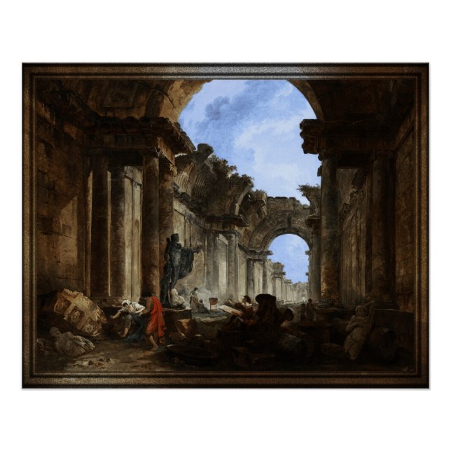 Pôster Visão imaginária da Grande Galeria do Louvre (Frente)