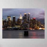 Visão panorâmica da noite de inícios de Manhattan