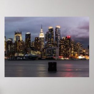 Poster Visão panorâmica da noite de inícios de Manhattan