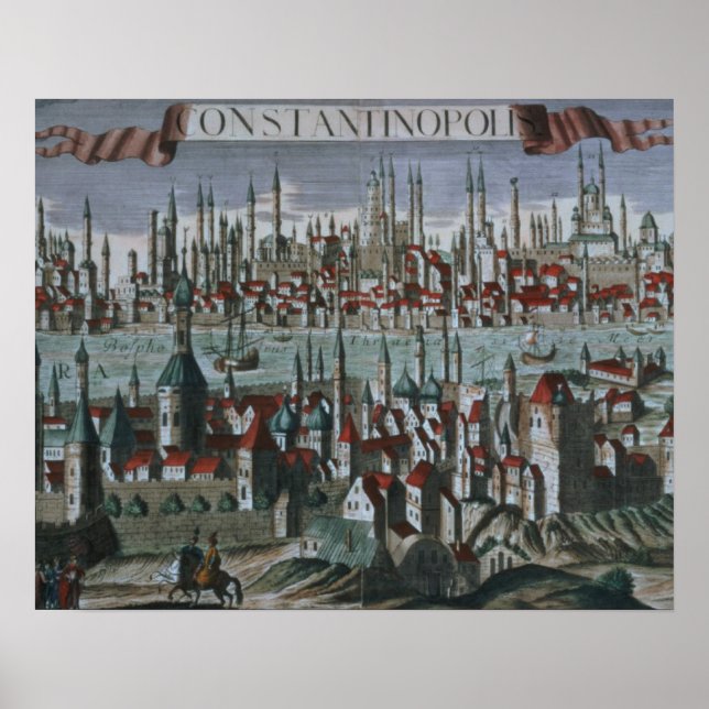 Poster Visão panorâmica de Constantinopla, final do sécul (Frente)