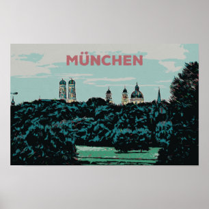Poster Visão Panorâmica de Munique do Campo