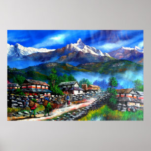 Poster Visão Panorâmica Do Everest Mountain Nepal