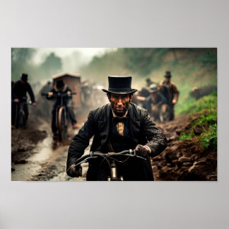 Poster Visão satírica de Abraham Lincoln andando de bicic