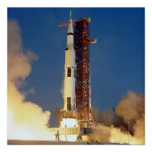 Pôster Visão Terrestre da Nave Espacial da Missão Lunar