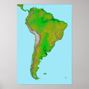 Pôster Visão topográfica da América do Sul