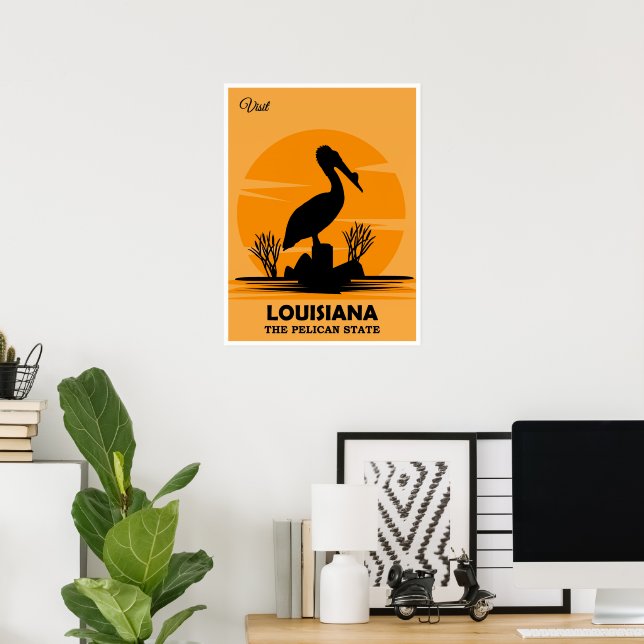 Poster Visit Louisiana, The Pelican State, (Escritório em casa)