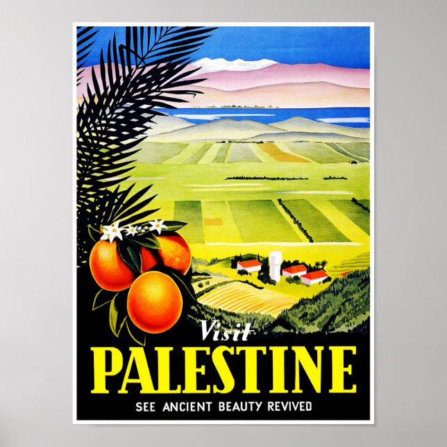 Poster Visit Palestine ~ See Ancient Beauty Revived (Frente)