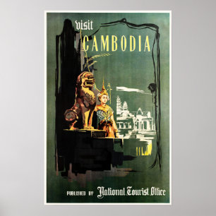 Poster VISITA CAMBODIA Phnom Penh Serviço Nacional de Tu