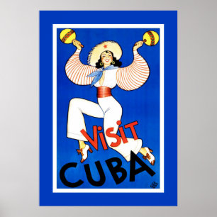 Poster "visita Cuba " das viagens vintage