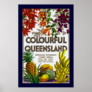Pôster Visita Queensland colorido
