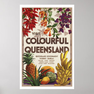 Pôster Visita Queensland colorido Austrália