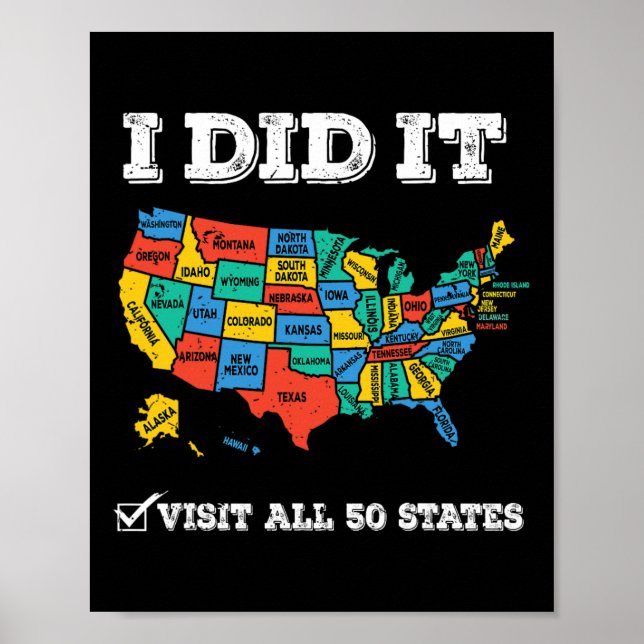 Poster Visitado Todos Os 50 Estados (Frente)