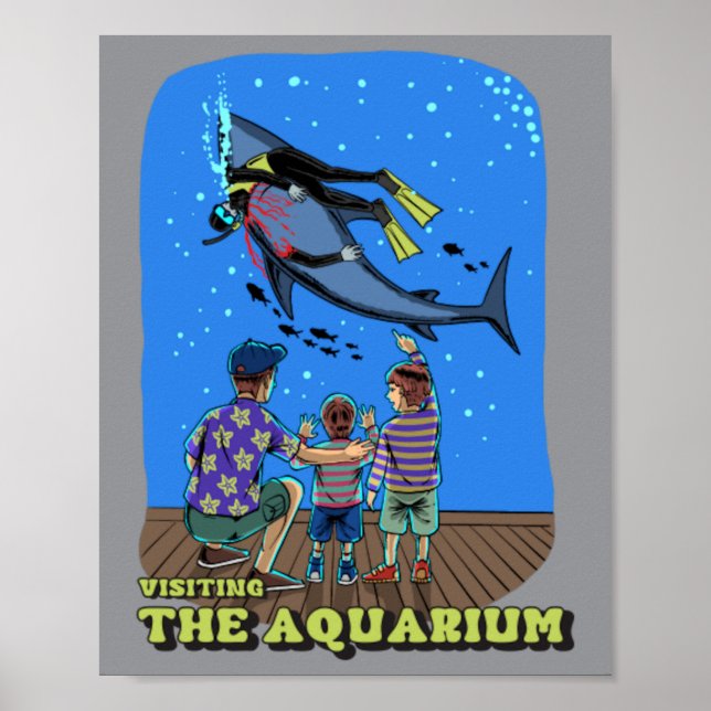 Poster Visitando Aquário (Frente)