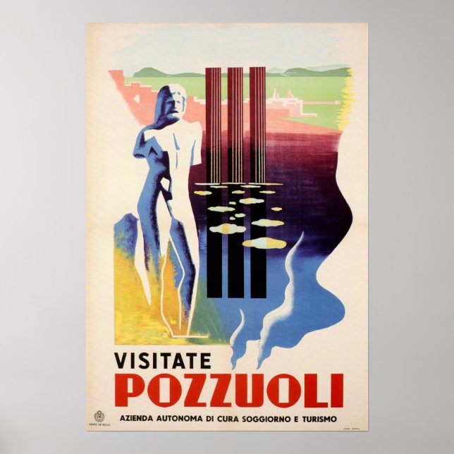 Poster VISITAR POZUOLI Roma Nápoles Itália Vintage ENIT (Frente)