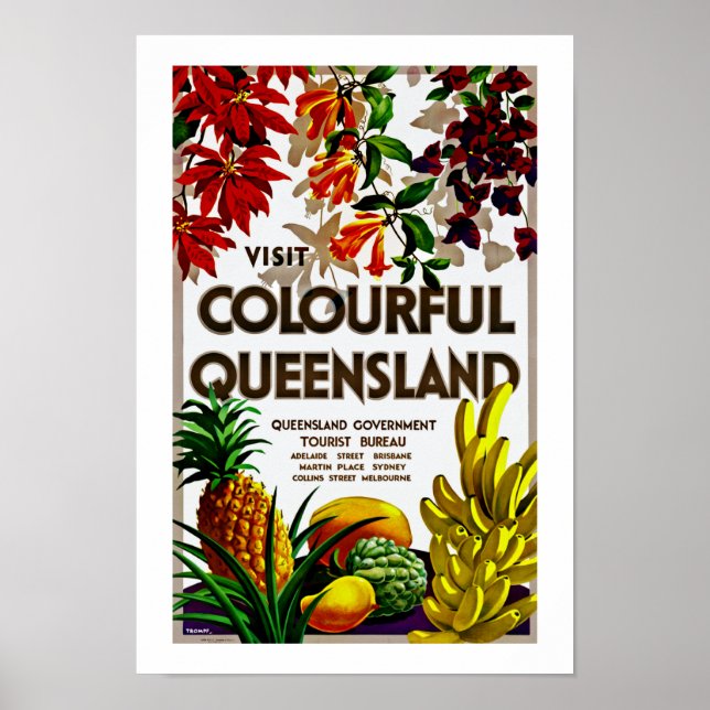 Pôster Visite a Terra de Queensland Colorida (Frente)