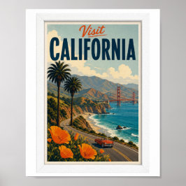 Poster Visite a Viagem Vintage Califórnia
