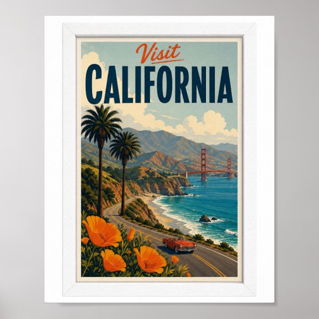 Poster Visite a Viagem Vintage Califórnia (Frente)