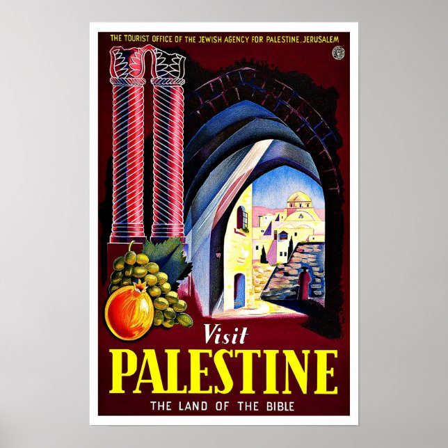 Poster Visite a Viagens vintage da Palestina (Frente)
