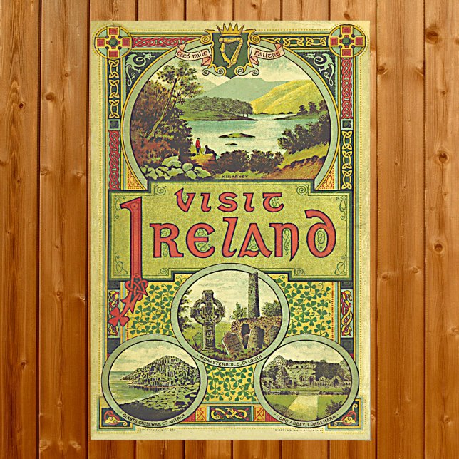 Pôster Visite a viagens vintage única da Irlanda (Criador carregado)