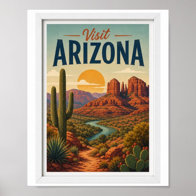 Poster Visite Arizona Viagem Vintage (Frente)