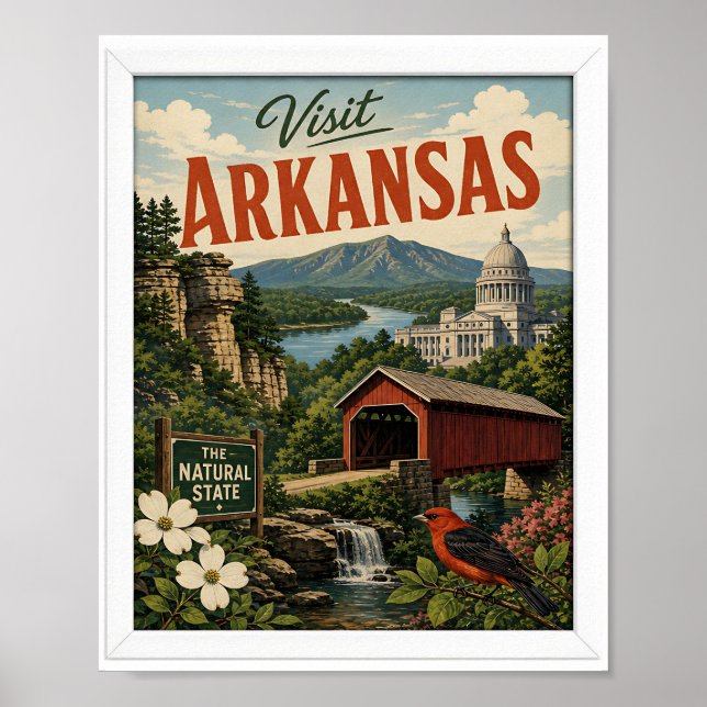 Poster Visite Arkansas Viagem Vintage (Frente)