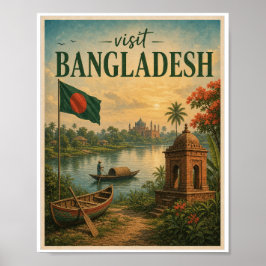 Poster Visite Bangladesh Viagem Vintage