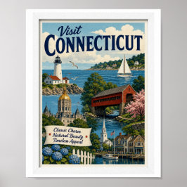 Poster Visite Connecticut Viagem Vintage