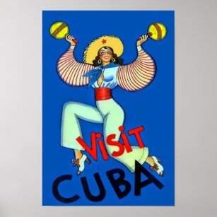 Poster Visite Cuba Viagens vintage