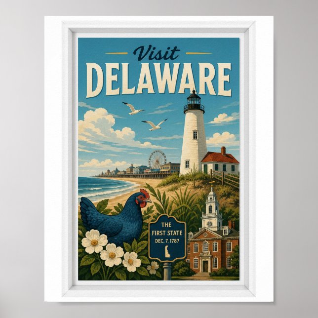 Poster Visite Delaware Travel Vintage (Frente)