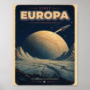 Poster Visite Europa – Cartaz de Viagem Espacial Vintage