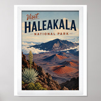 Poster Visite Haleakala National Park Viagem Vintage