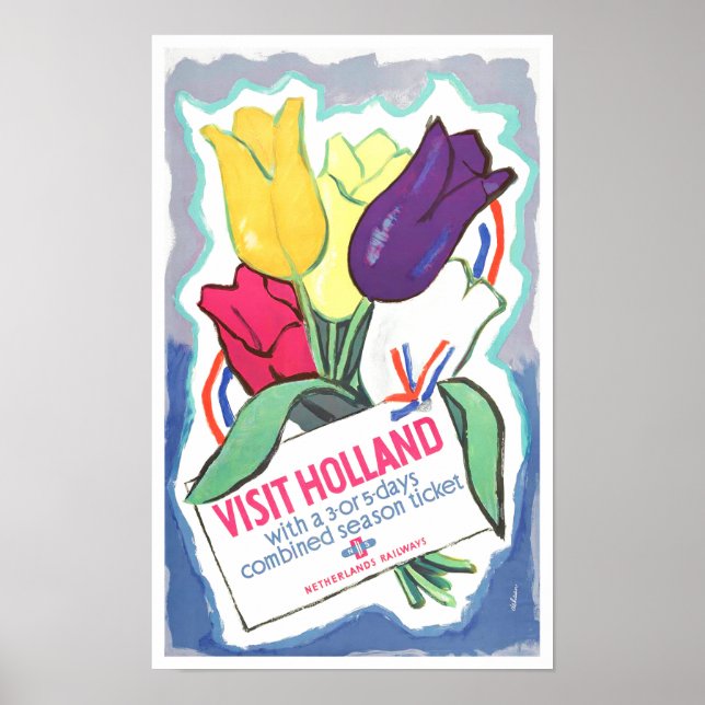 Poster Visite Holland viagens vintage (Frente)
