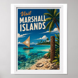 Poster Visite Ilhas Marshall Viagem Vintage