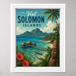 Poster Visite Ilhas Salomão Viagem Vintage