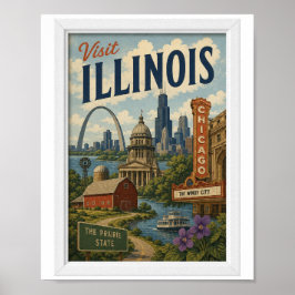Poster Visite Illinois Viagem Vintage