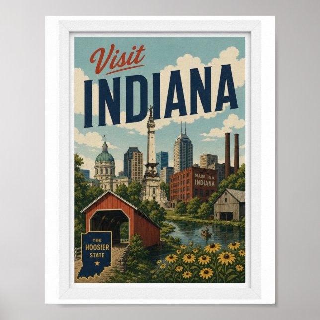 Poster Visite Indiana Viagens Antigo (Frente)