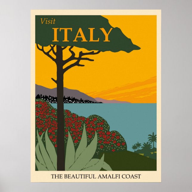 Poster Visite Itália, O Belo Viagem da Costa Amalfi (Frente)