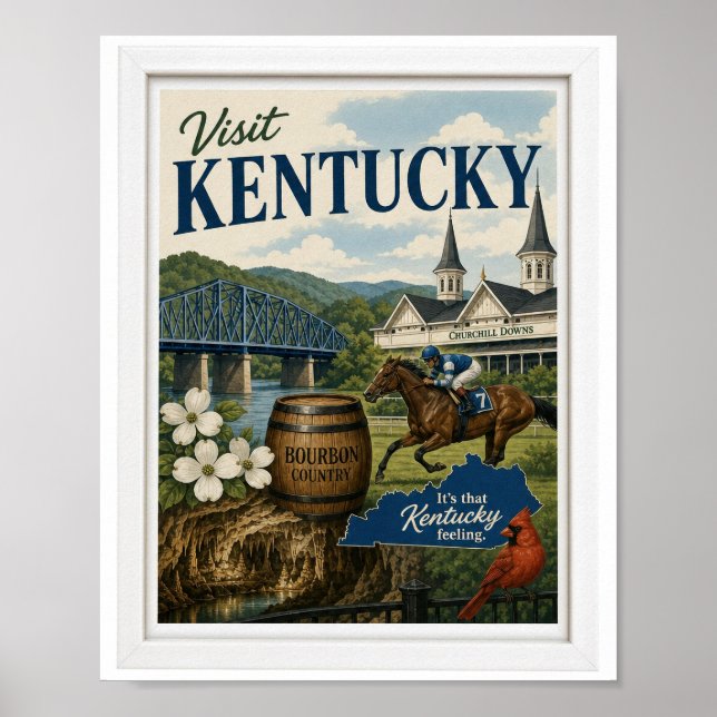 Poster Visite Kentucky Viagens Vintage (Frente)