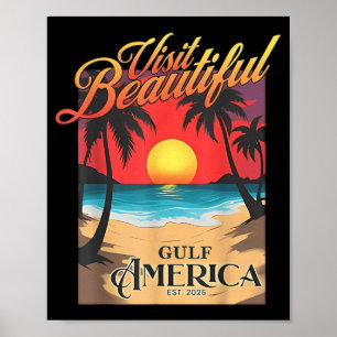 Poster Visite Linda América do Golfo Engraçado Trump Reno