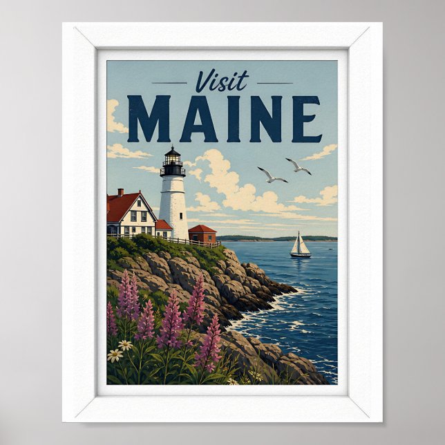 Poster Visite Maine Viagens Vintage (Frente)