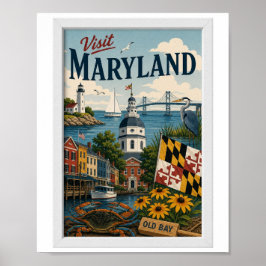 Poster Visite Maryland Viagens Vintage