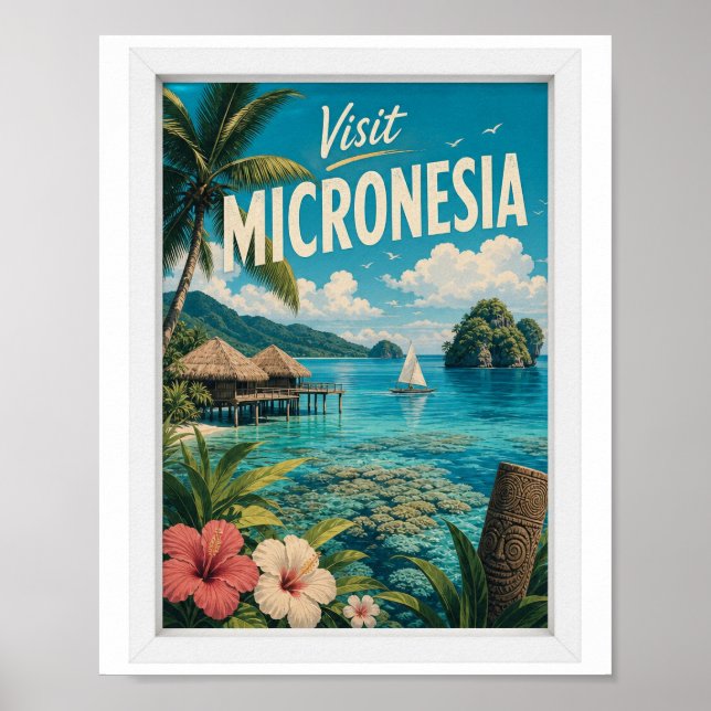 Poster Visite Micronesia Viagens Vintage (Frente)