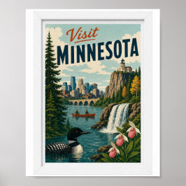Poster Visite Minnesota Viagem Vintage