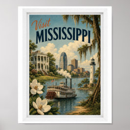 Poster Visite Mississippi Viagens Antigo