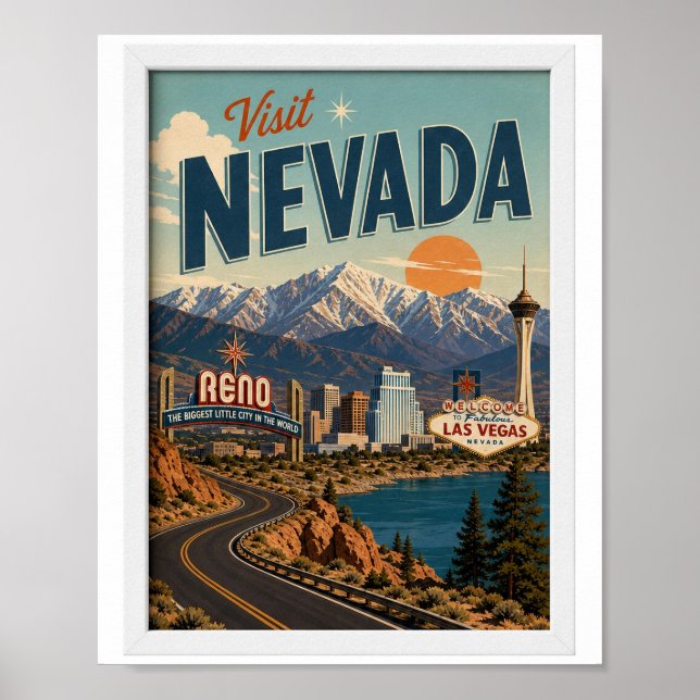 Poster Visite Nevada Viagens Vintage (Frente)