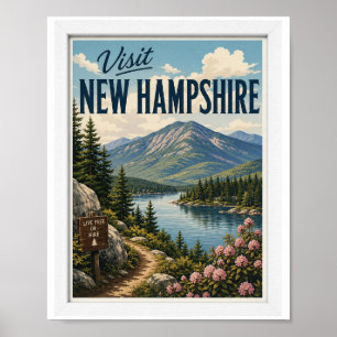 Poster Visite New Hampshire Viagem Vintage