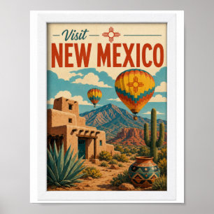 Poster Visite Novo México Viagem Vintage