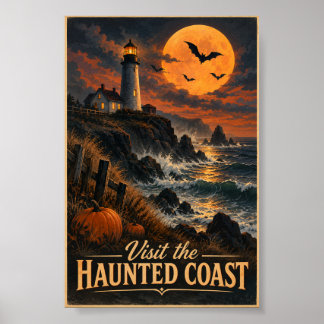 Poster Visite o Cartaz de Halloween 4x6 da Costa Assombra