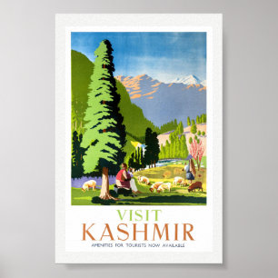 Poster Visite o Cartaz de Viagem Antigo do Caxemira Índia