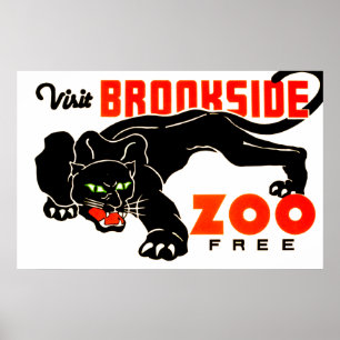 Poster Visite o Estilo Vintage Livre do Zoo Brookside